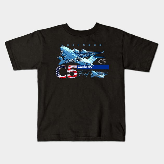 C-5 Galaxy Us Air Force Military Aircraft Kids T-Shirt by aeroloversclothing